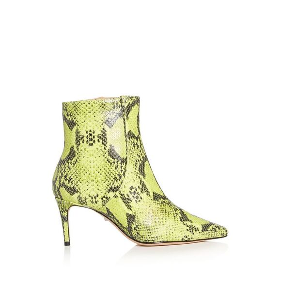 SCHUTZ Womens Yellow Snake Print Bette Toe Kitten Heel Leather Booties 6.5 B - Picture 3 of 4